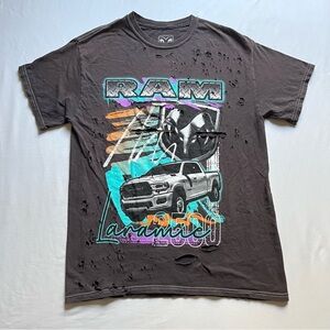 RAM auto grey brown‎ graphic distressed short sleeve vintage inspired tee